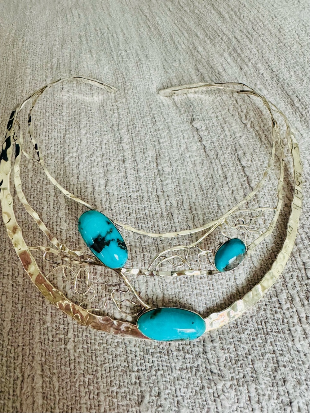Handmade vintage Turquoise and Silver Collar Necklace - Women